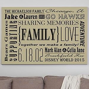 Our Family 32x48 Personalized Family Canvas Print