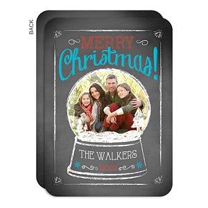 Personalized Photo Christmas Post Card - Snow Globe - Set of 15