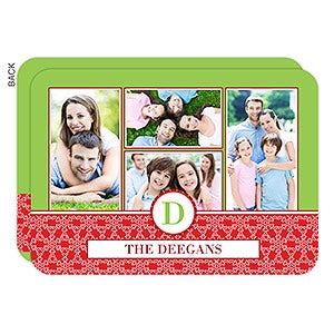 Holiday Monogram Personalized Photo Cards- 4 Photo