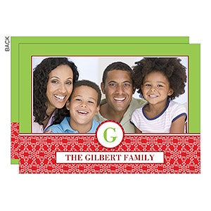 Holiday Monogram Personalized Photo Cards- 1 Photo