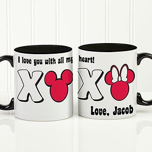 Personalized Mickey Mouse & Minnie Mouse Coffee Mug - Black Handle