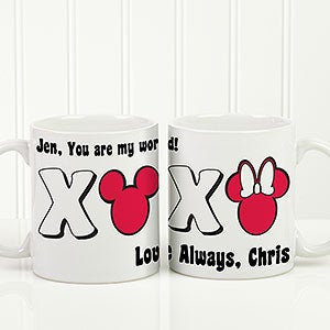 Personalized Mickey Mouse & Minnie Mouse Coffee Mug - Romantic Disney - 11 oz.