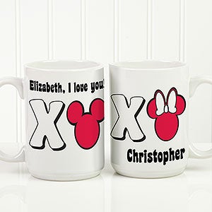 Personalized Mickey Mouse & Minnie Mouse Coffee Mug - Romantic Disney - 15 oz.