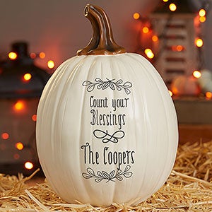 Count Your Blessings Personalized Pumpkins - Large Cream