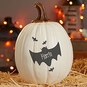 Bat Family Personalized Pumpkins - Large Cream