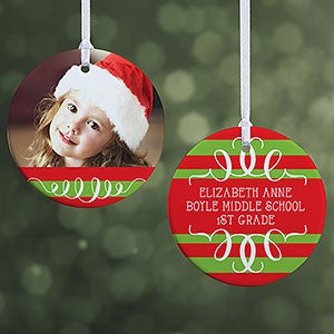 Personalized Photo Christmas Ornament - Classic Christmas - 2-Sided