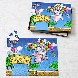 Personalized Kids Puzzle - Floating Zoo - 252 Pieces