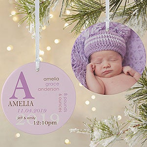 Baby Stats Custom Photo Ornament