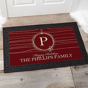 Holiday Wreath Personalized Doormat- 20x35