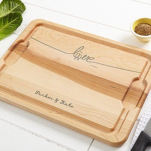 Personalized Romantic Maple Cutting Board - Lovebirds