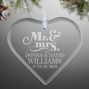 Personalized Wedding Glass Ornament - The Happy Couple