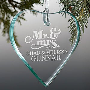 The Happy Couple Personalized Premium Glass Heart Ornament