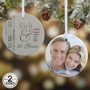 2-Sided Anniversary Memories Personalized Photo Ornament