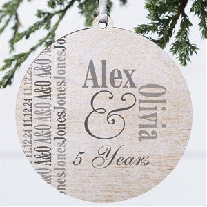 Anniversary Memories Personalized Wood Ornament