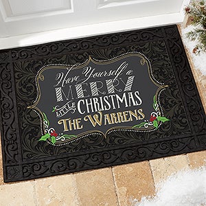 Merry Little Christmas Personalized Doormat- 18x27