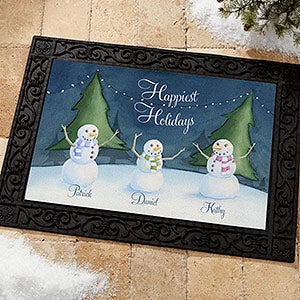 Our Snowman Family Personalized Doormat- 18x27