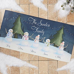 Our Snowman Family Personalized Oversized Doormat- 24x48