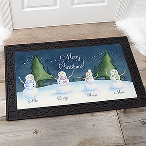 Our Snowman Family Personalized Doormat- 20x35