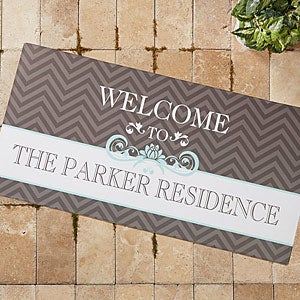 Classic Chevron Personalized Doormat -Oversized