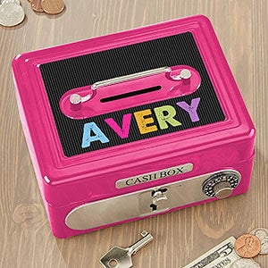 All Mine! Personalized Cash Box - Hot Pink