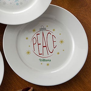 Peace Personalized Christmas Appetizer & Dessert Plate