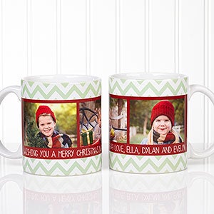 Personalized Photo Christmas Mug - Chevron - 11oz.