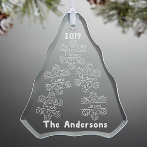 Personalized Family Christmas Ornament - Falling Snowflake Family