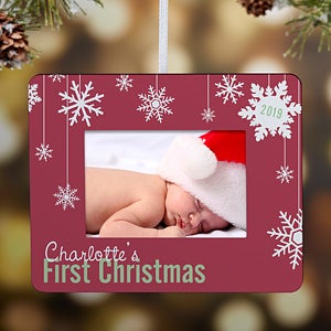 Personalized Mini-Frame Christmas Ornament - Baby's First Christmas