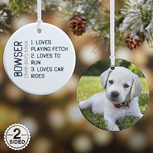 2-Sided Definition of Pet Personalized Photo Ornament