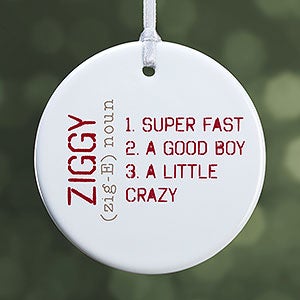 Personalized Photo Christmas Ornament - Definition Of Pet - 1-Sided