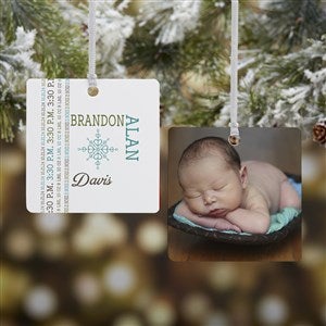 Darling Baby Photo Personalized Square Photo Ornament- 2.75 Metal - 2 Sided