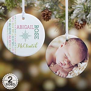 2-Sided Darling Baby Photo Personalized Ornament