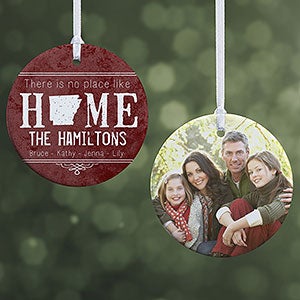 Personalized State Photo Christmas Ornament - State Of Love - 2-Sided