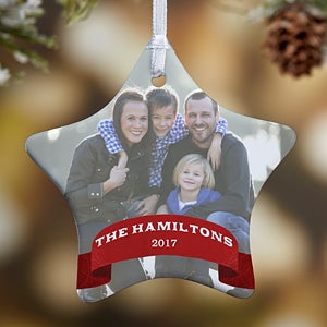 1-Sided Holiday Photo Personalized Star Ornament