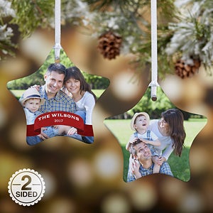 2-Sided Holiday Photo Personalized Star Ornament