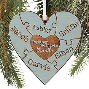 Together We Make A Family Blue Wood Ornament