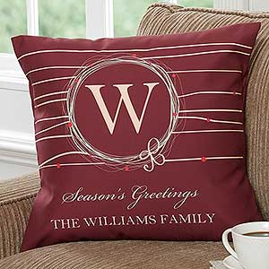 Holiday Wreath Personalized 18 Throw Pillow