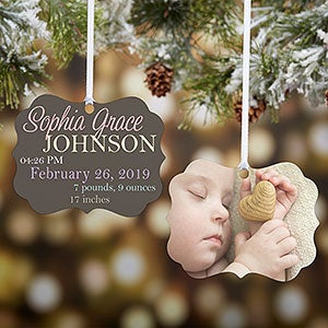 Personalized 2-Sided Photo Baby Ornament - Baby Announcement