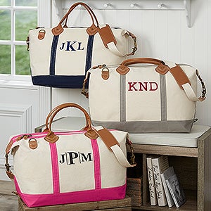 Luxurious Weekender Embroidered Canvas Duffel- Monogram