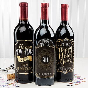 Personalized Happy New Year Wine Bottle Labels