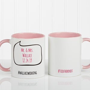 Personalized Social Media Coffee Mug - #Hashtag Bubble - 11 oz. with Pink Handle