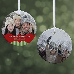 Personalized Photo Christmas Ornament - Classic Holiday - 2-Sided