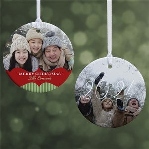 Personalized Photo Christmas Ornament - Classic Holiday - 2-Sided