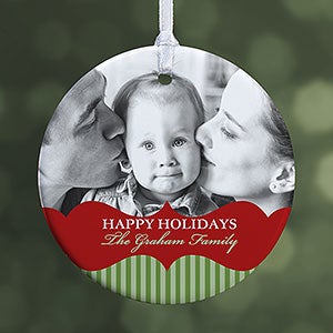 Personalized Photo Christmas Ornament - Classic Holiday - 1-Sided