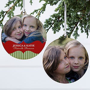 Classic Holiday Personalized Photo Ornament - 2 Sided Wood