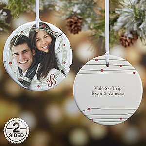 2-Sided Holiday Wreath Personalized Photo Ornament