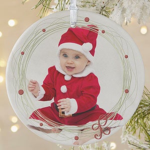 Holiday Wreath Custom Photo Ornament