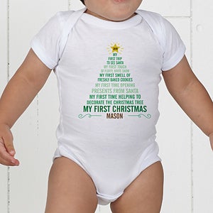 Personalized Baby's 1st Christmas Bodysuit - Christmas Tree - Infant 18 Months - Red