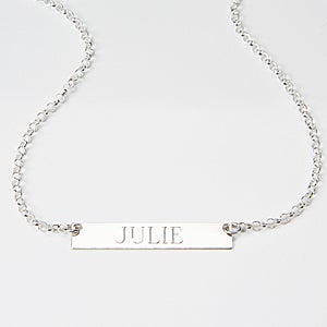 Silver Personalized Bar Necklace