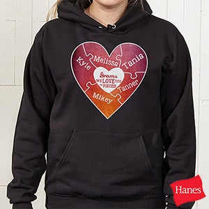 We Love You to Pieces Personalized Black Hooded Sweatshirt